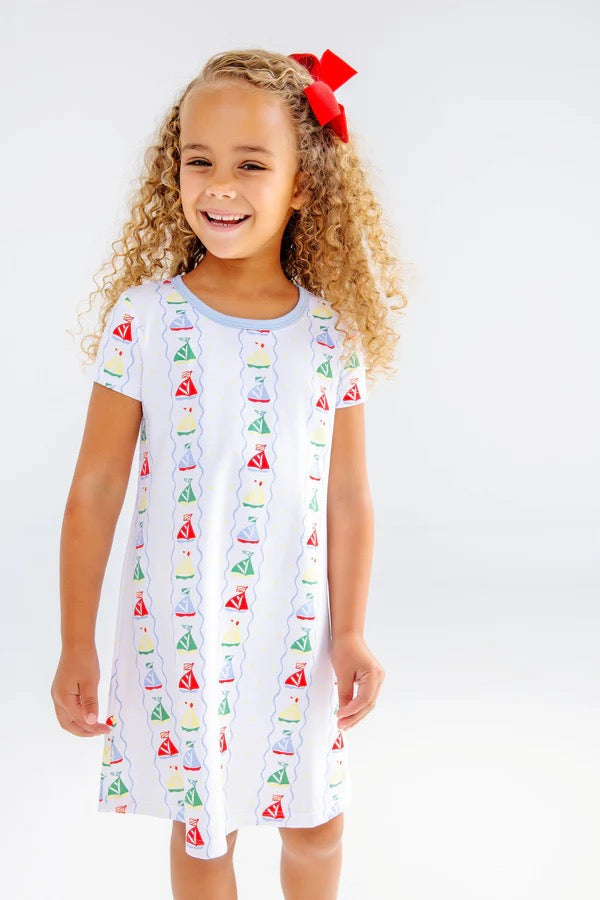 Short Sleeve Polly Play Dress - Set Sail with Beale Street Blue