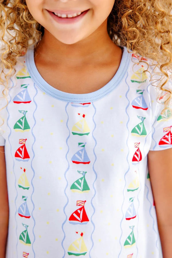 Short Sleeve Polly Play Dress - Set Sail with Beale Street Blue
