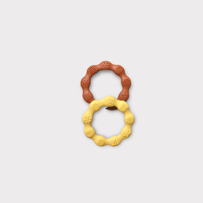 Silicone Teethers – Safe & Soothing Baby Teething Toys - Brown & Yellow image