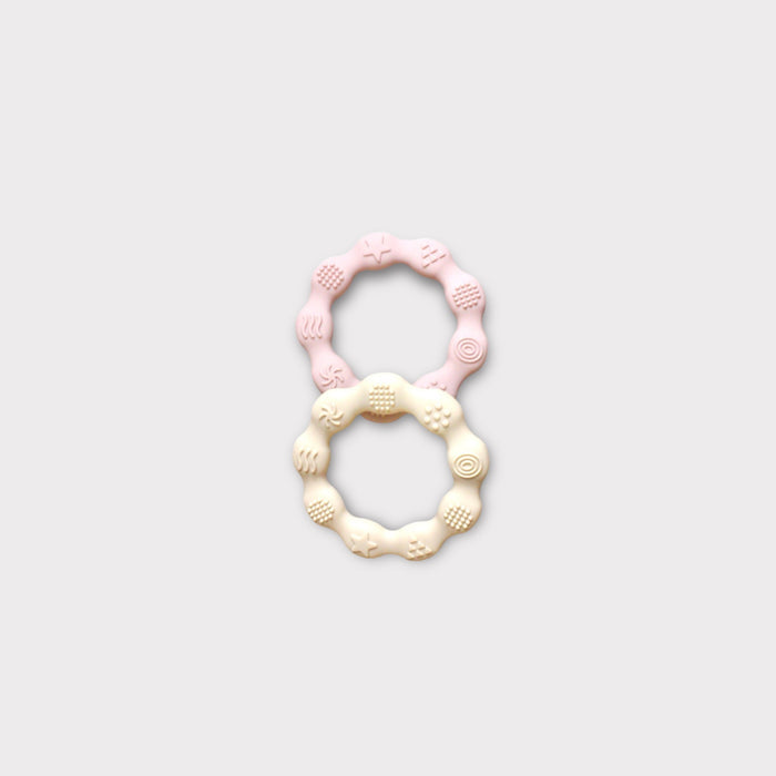 Silicone Teethers – Safe & Soothing Baby Teething Toys - Pink & Beige image
