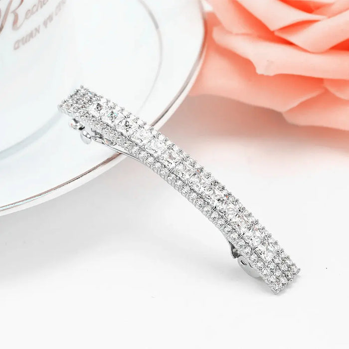 Simple Cubic Zirconia Bridal Hair Accessories Clip - The Wedding Garter