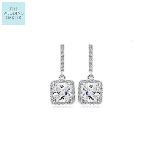 princess cut diamond drop earrings