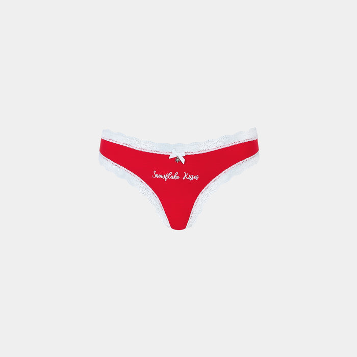 Snowflake Thongs (2-Pack) - Red/White