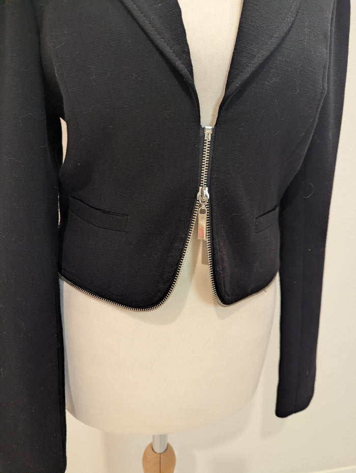 Soaked In Luxury Black Cropped Zip Jacket XS
