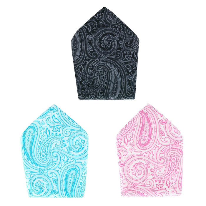 Sobee Collection 12-inch Silk Pocket Square Trio 3 Pack