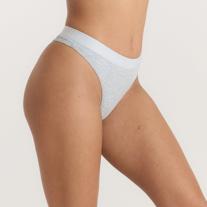 Soft Ribbed Thong - Grey Marl
