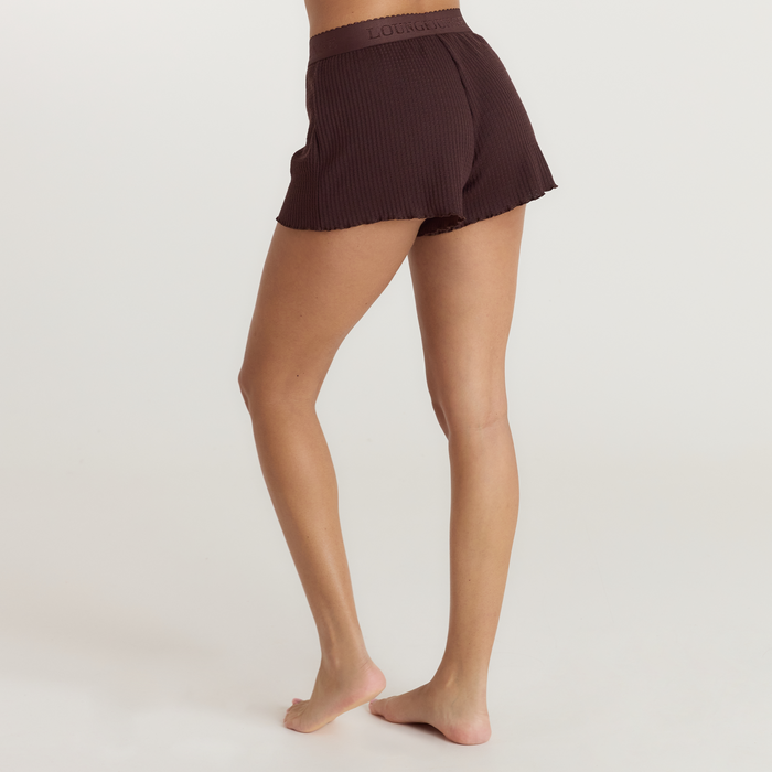 Soft Waffle Pyjama Shorts - Dark Chocolate