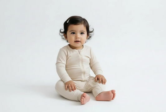 Solid Beige Bamboo Viscose Zip Up Sleeper image 0