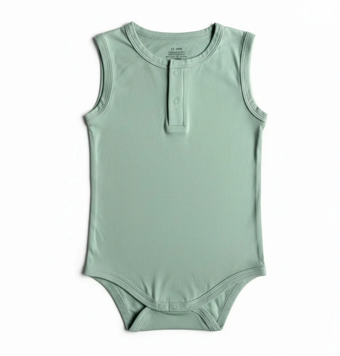 Solid Green Sleeveless Bamboo Viscose Bodysuit image 1
