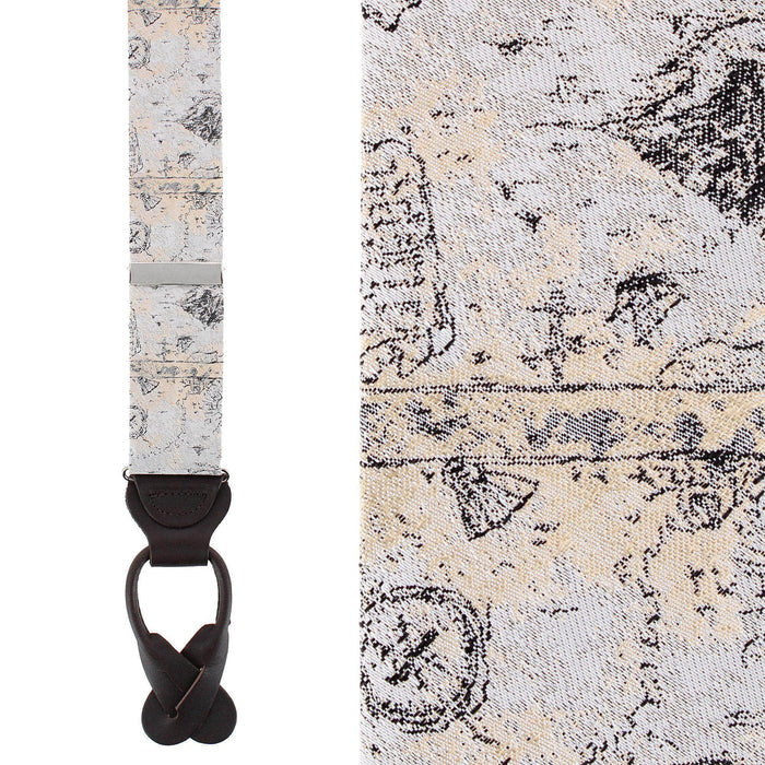 Sparrow's Bounty Treasure Map Silk Button End Braces