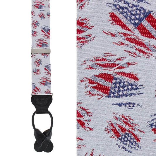 Stars & Stripes Secret Silver Silk Novelty Button End Brace