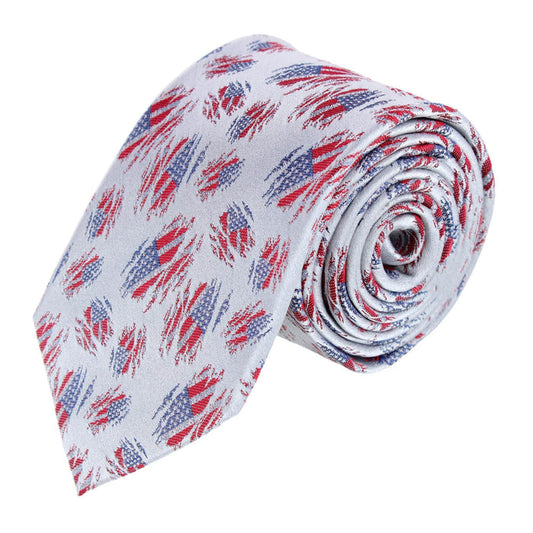 Stars & Stripes Secret Silver Silk Novelty Necktie