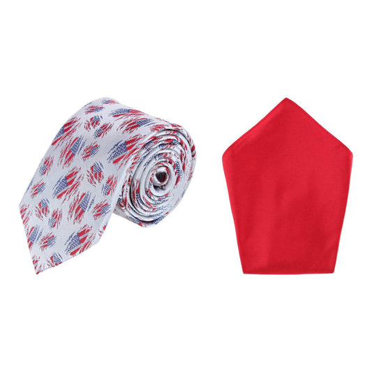 Stars & Stripes Silk Tie & Gatsby Pocket Square Bundle