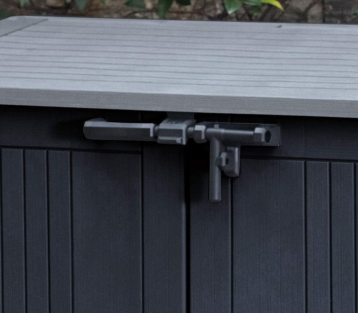 Store It Out Nova Outdoor Garden Storage Shed, 32 X 71.5 X 113.5 Cm, Dark Grey with Light Grey Lid