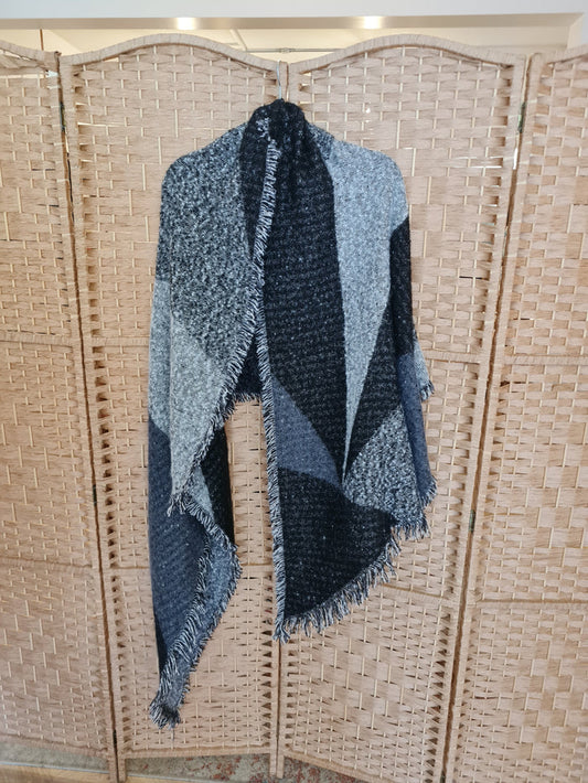 Storm wool blend scarf in black & grey