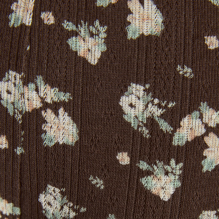 Strappy Pointelle Brazilian Briefs - Brown Floral Print