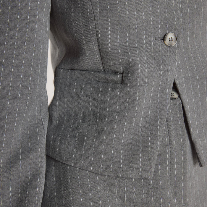 Structured Jacket - Grey Pinstripe