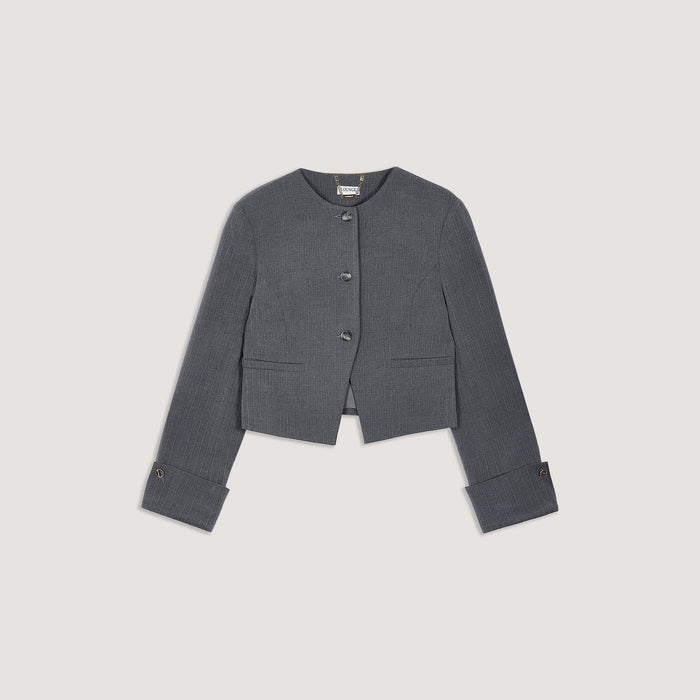 Structured Jacket - Grey Pinstripe