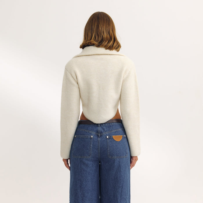 Structured Knitted Jacket - Cream