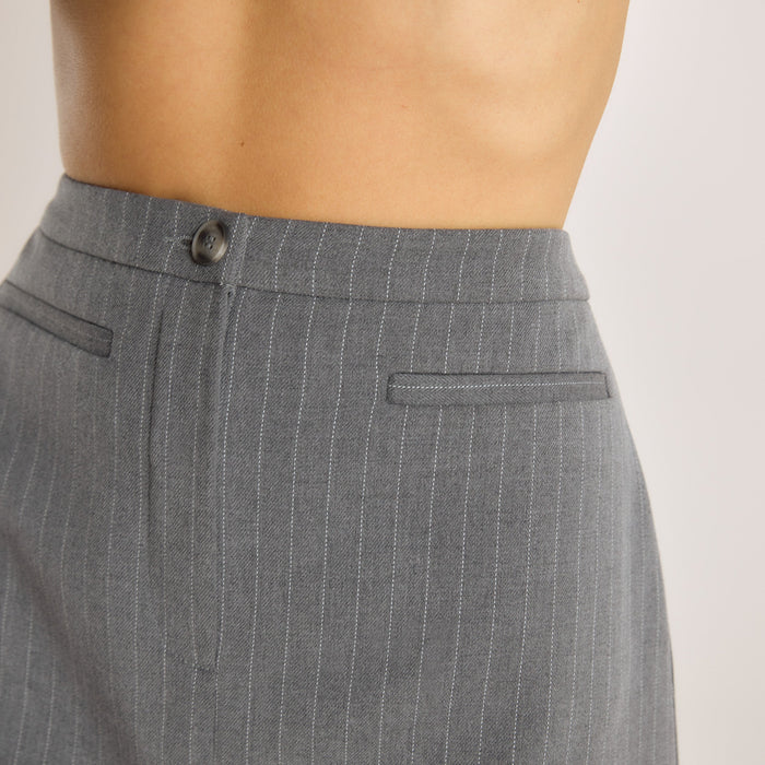 Structured Skirt - Grey Pinstripe