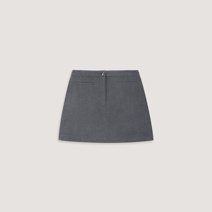 Structured Skirt - Grey Pinstripe