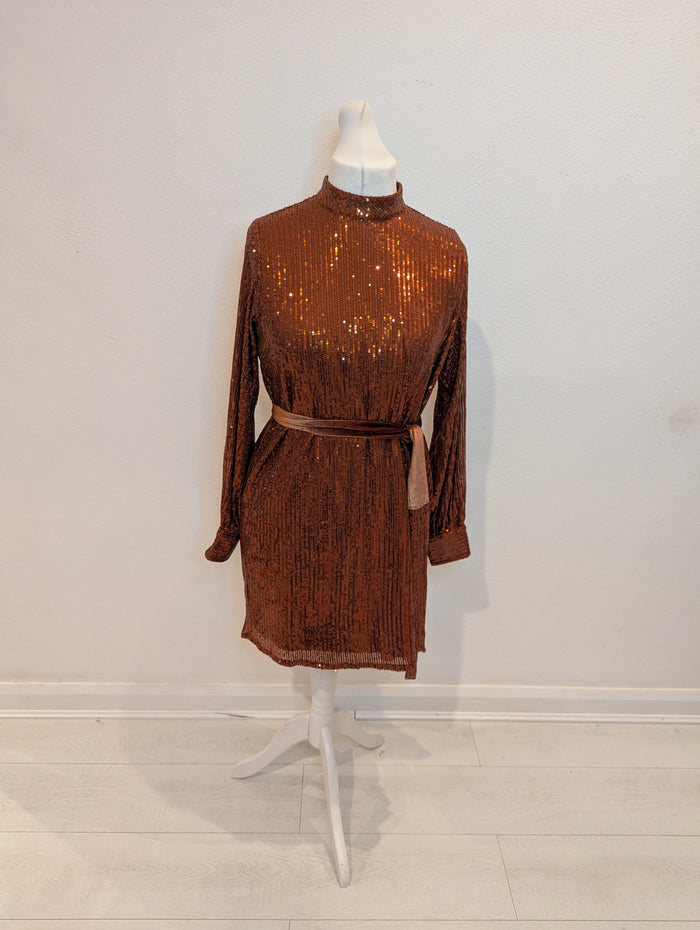 Style Cheat Copper Sequin dress NWT 12 RRP £65