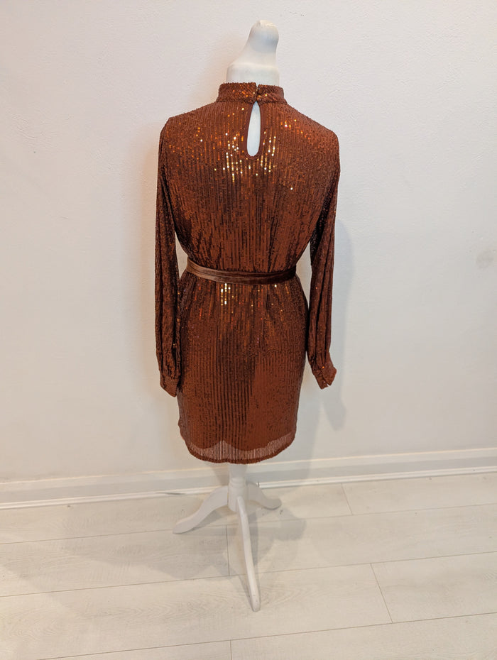 Style Cheat Copper Sequin dress NWT 12 RRP £65
