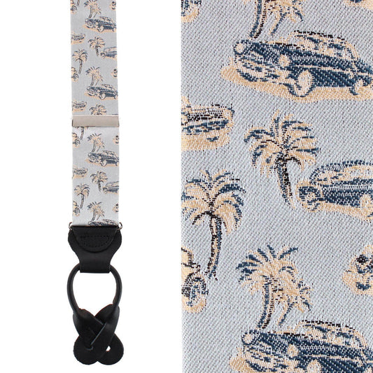 Summer Cruise Nights Silk Novelty Button End Braces