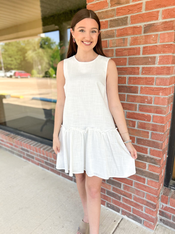 Sunday Brunch White Sleeveless Dress