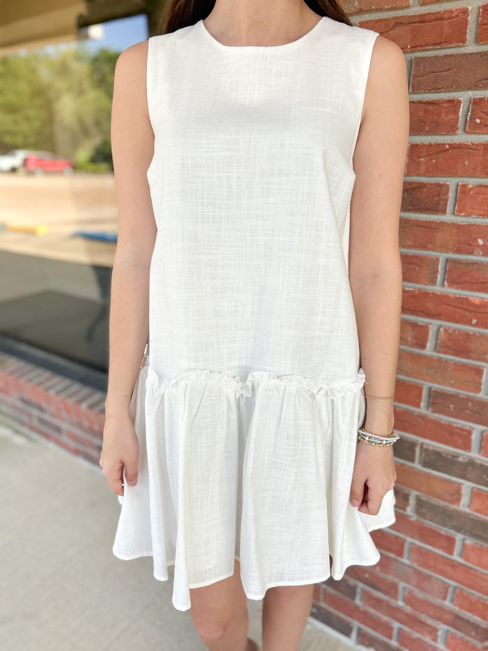 Sunday Brunch White Sleeveless Dress