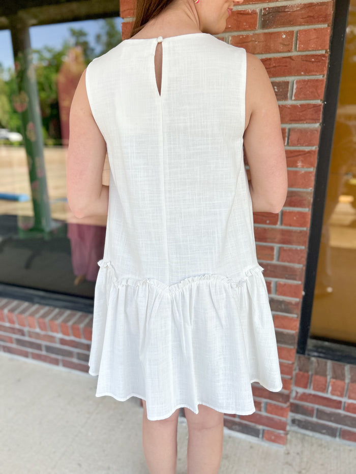 Sunday Brunch White Sleeveless Dress