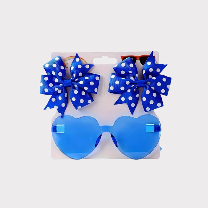 Sunglasses with Clip-On Bows (Blue) – UV-Protective Baby Girl Shades image 0
