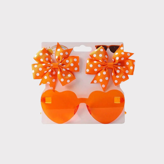 Sunglasses with Clip-On Bows (Orange) – Baby Girl UV-Protective Shades image 0