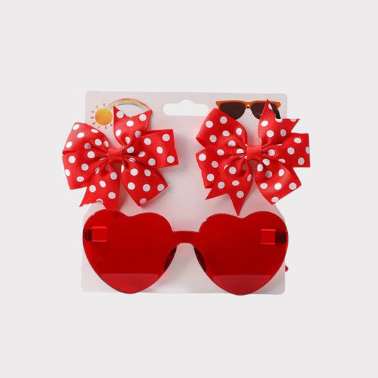 Sunglasses with Clip-On Bows (Red) – Stylish UV Protection for Baby Girls image 0