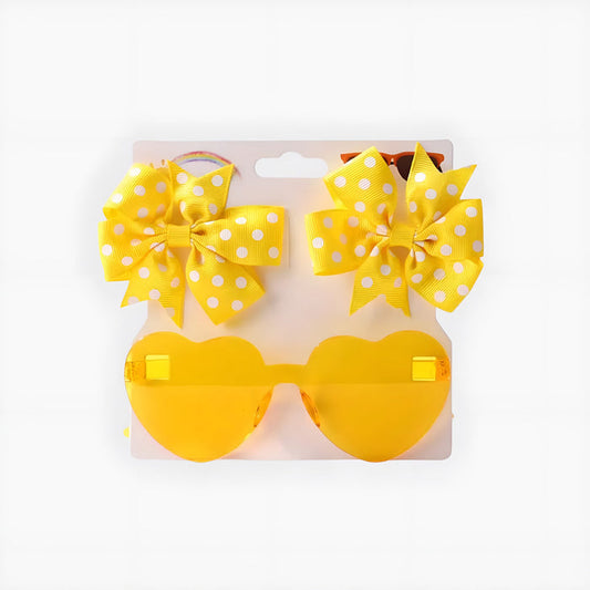 Sunglasses with Clip-On Bows (Yellow) – UV Protection for Baby Girls image 0