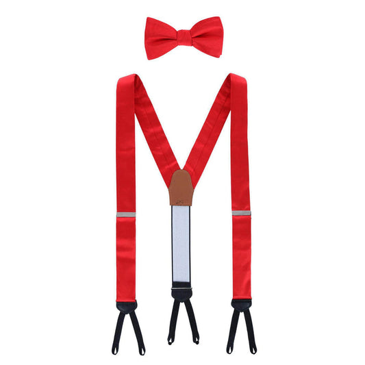 Sutton Solid Color Silk Brace and Bow Tie Combo