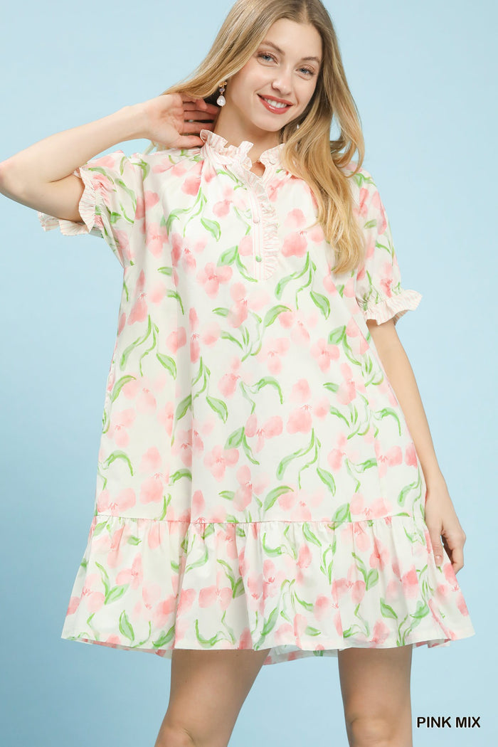 Sweet Sunday Floral Ruffle Dress