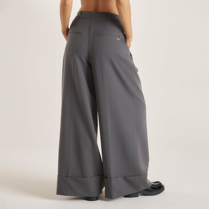 Tailored Turn-Up Trousers - Charcoal