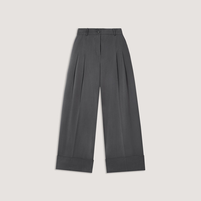 Tailored Turn-Up Trousers - Charcoal