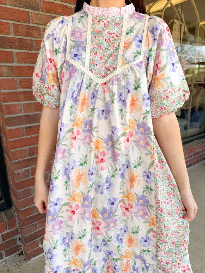Take Me To Tea Midi Dress - Pink Mix