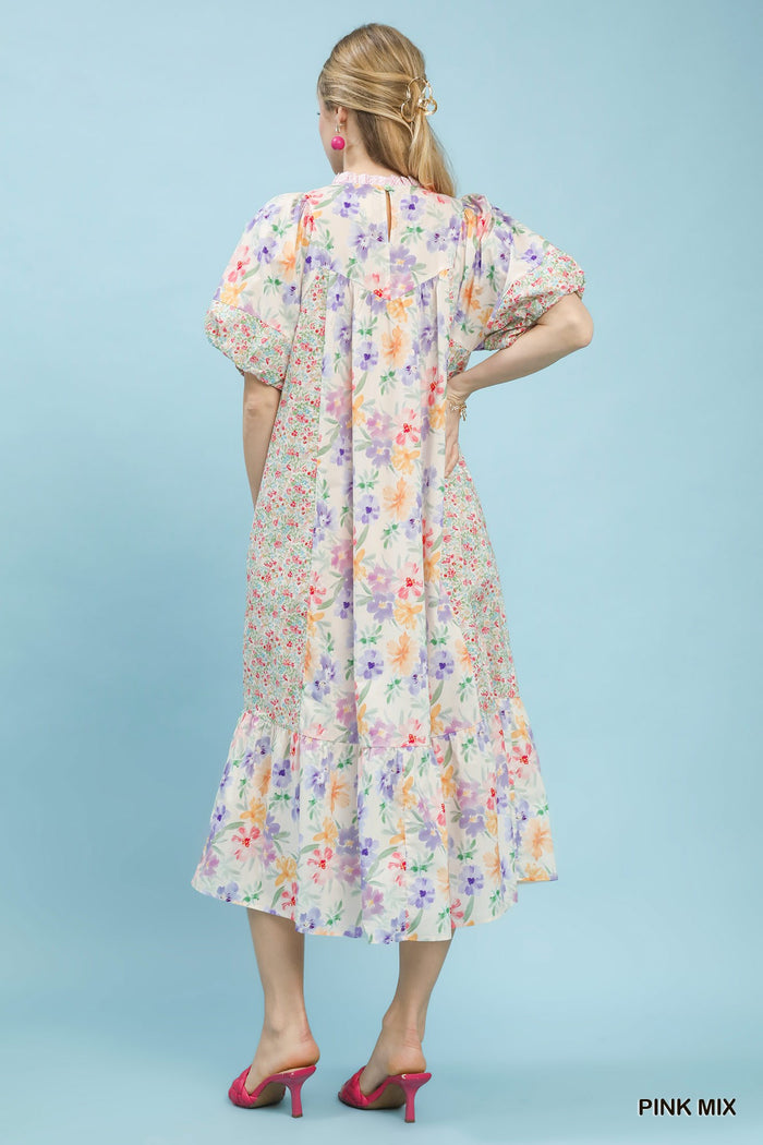 Take Me To Tea Midi Dress - Pink Mix