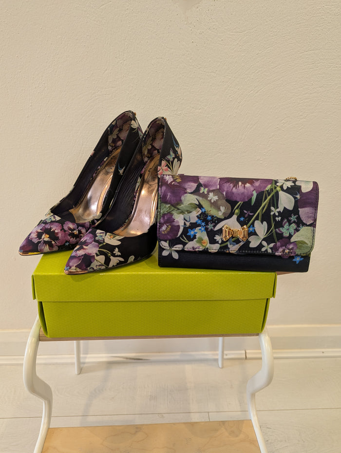 Ted Baker Navy Floral Heels 5