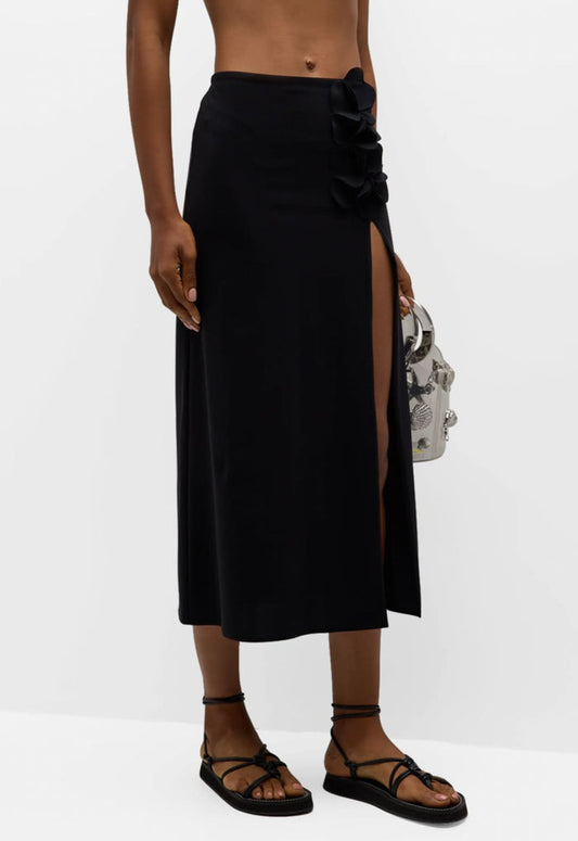 Karla Colletto Tess Long Straight Skirt in Black
