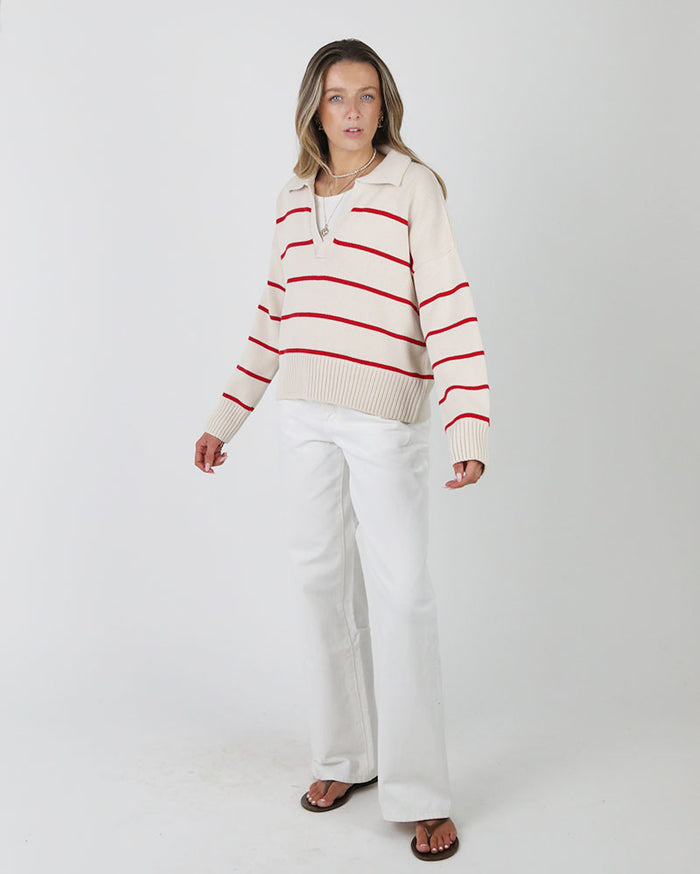 The Anna Jumper | Red Breton Stripe