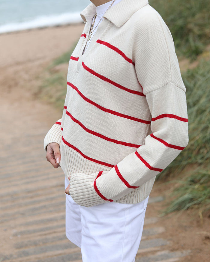 The Anna Jumper | Red Breton Stripe