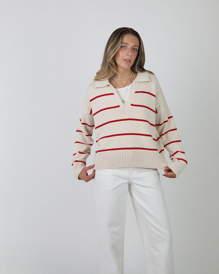 The Anna Jumper | Red Breton Stripe