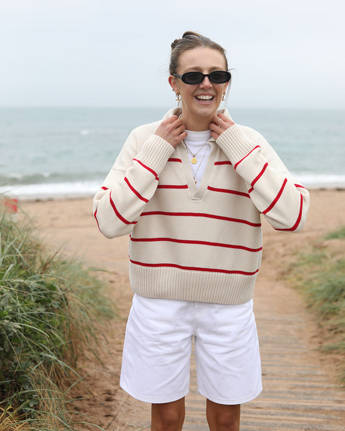 The Anna Jumper | Red Breton Stripe