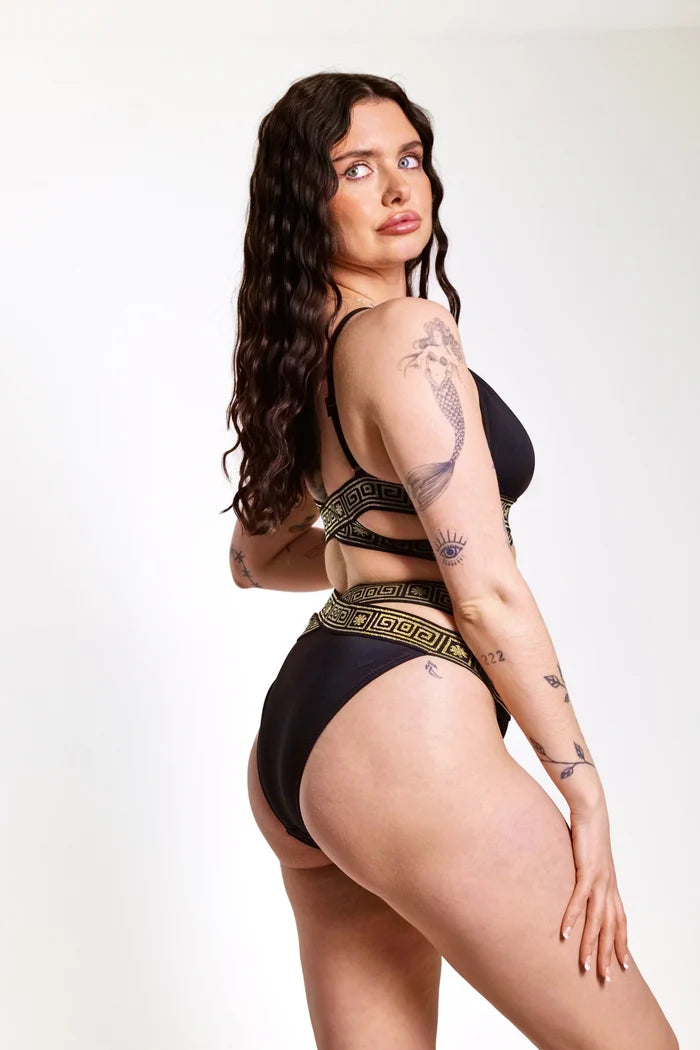 The Black Mosaic Sculpting Bikini Bottoms
