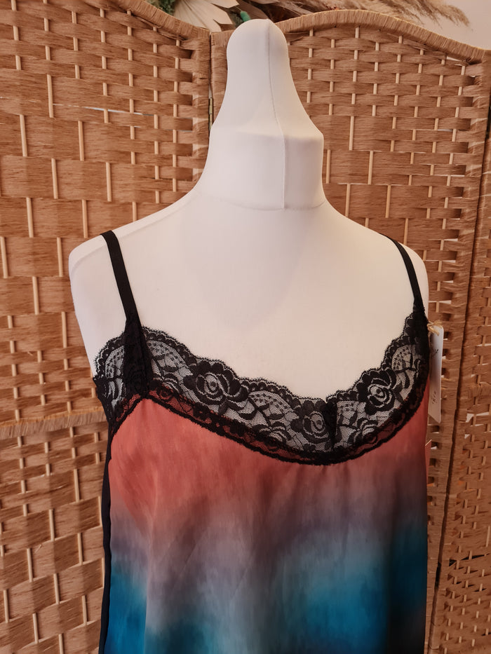 Tie dye lace cami