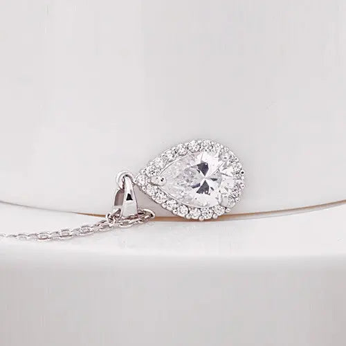 Timeless Water Drop Cubic Zirconia Earring & Necklace Jewellery Set - The Wedding Garter